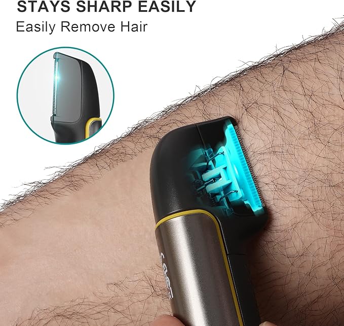 PRITECH Body Hair Trimmer for Men, Body Hair Groomers with Guard Comb, Rechargeable Hair Trimmer for Pubic Area, Back, Face, Legs and Beard