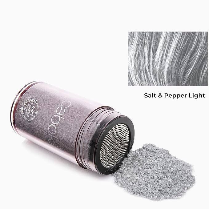 Caboki Hair Fibers for Thinning Hair – Natural Plant-Based Hair Powder for Men & Women – Instantly Thicker Fuller Looking Hair – Wind & Sweat Resistant – 30g, 90-Day Supply, Salt & Pepper-Light
