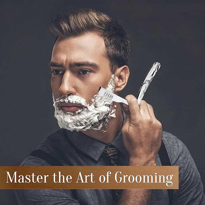 Facón Straight Razors for Men - Professional Barber Straight Edge Razor Kit with 100 Blades, Classic Stainless Steel Barbero Shaver for a Smooth & Precise Shave, Premium Barber Razor for Men's Shaving