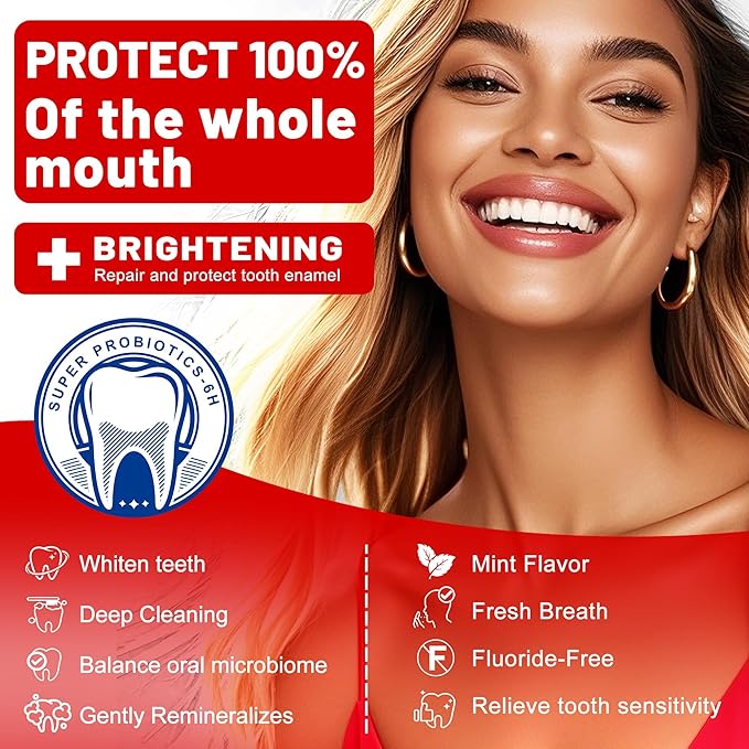 Woadee SP-6 Hydroxyapatites Toothpaste, SP-6 Probiotic Whitening Toothpaste,6 Probiotics Hydroxyapatites Formula for Teeth Whitening, Strengthening and Enamel Protection，Mint Flavor, Fresh Breath