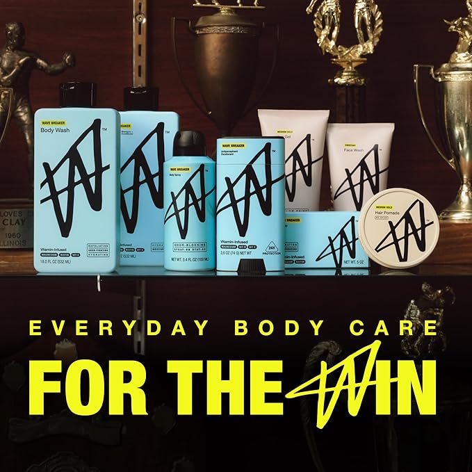 Jake Paul Wave Breaker Body Spray for Men By W, Odor Blocking Body Deodorant, Long Lasting Protection, 3.4 fl oz (Pack of 3)