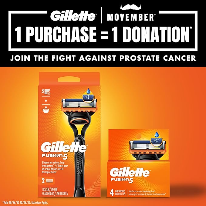 Gillette Fusion5 Power Razor Refills for Men, 6 Razor Cartridges, Larger Lubrication Strip, Precision Trimmer, 5-Blade Razor Blades for Close Shave, Holiday Gifts for Men