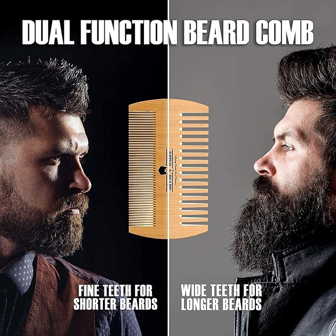 Beard Brush, Beard Comb, Beard Oil, & Beard Balm Grooming Kit for Men's Care, Travel Facial Hair Set for Growth, Styling, Shine & Softness, Great Gifts for Him