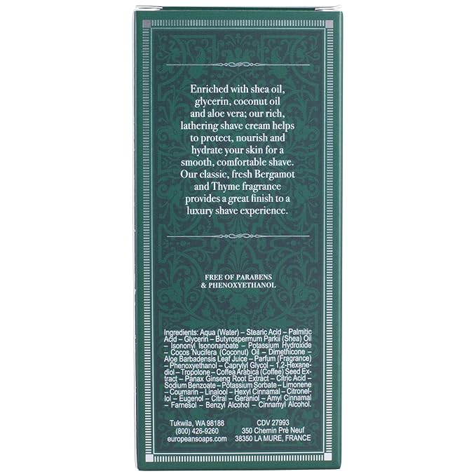 Pre de Provence Bergamot & Thyme Men's Fragrance Collection, Shave Cream, 75 ML