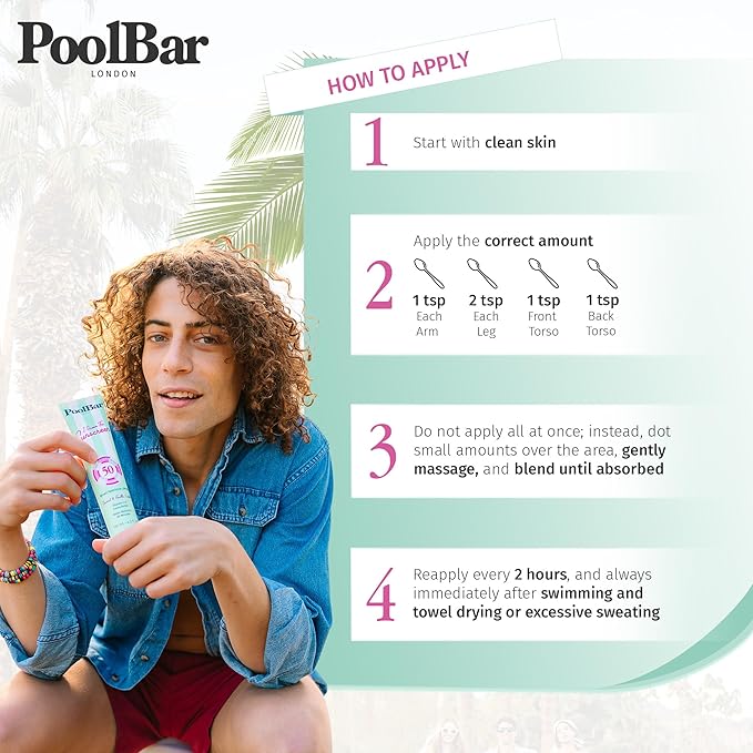 PoolBar SPF 50 Hydrating Mineral Body Sunscreen Cream for Women and Men Skin Care - Coconut Vanilla Scent Sun Care, Vegan and Water Resistant, Broad Spectrum Sunscreen, 130 ml (4.3 Fl. Oz) (Pack of 3)