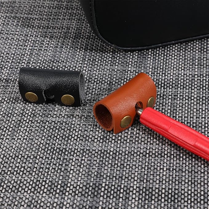 2PCS Safety Razor Cover,Leather Safety Razor Case, Double Travel Razors Cases with Snap Closure, for Men Travels Butterfly Shaver, Black, Brown