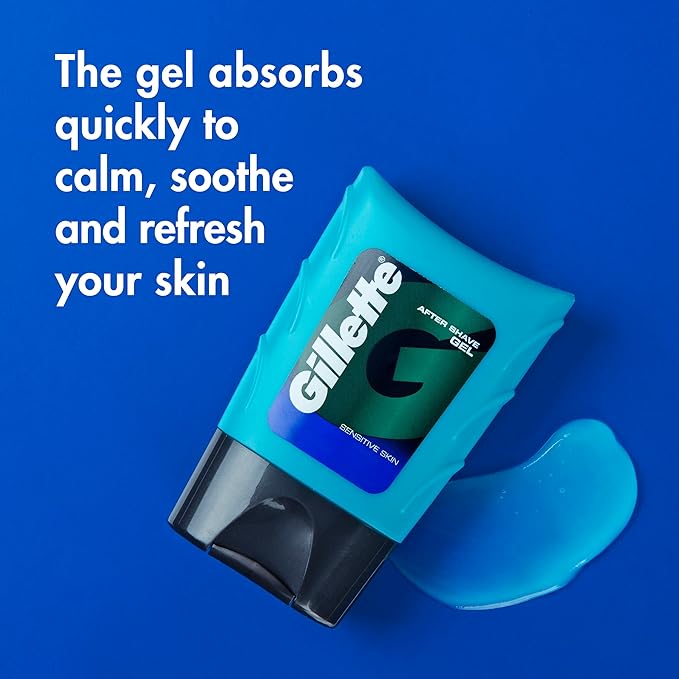 Gillette After Shave Gel for Men, Aftershave for Men, After Shave Lotion for Men, Calms, Soothes and Refreshes Sensitive Skin, Light Fragrance, 2.5 oz, Pack of 6, After Shave Cologne Men, Aftershave