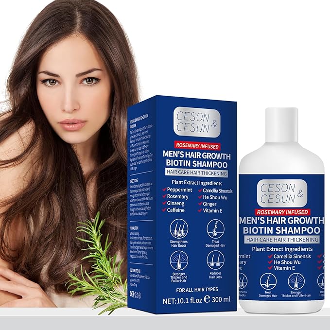 Ceson&Cesun Rosemary & Biotin Hair Growth Thickening Shampoo for Men | Anti-Thinning Hair Strengthening | Hydrate Cleanse Hair & Scalp | Hair Regrowth Shampoo, Dry Damaged Hair Care For Men and Women