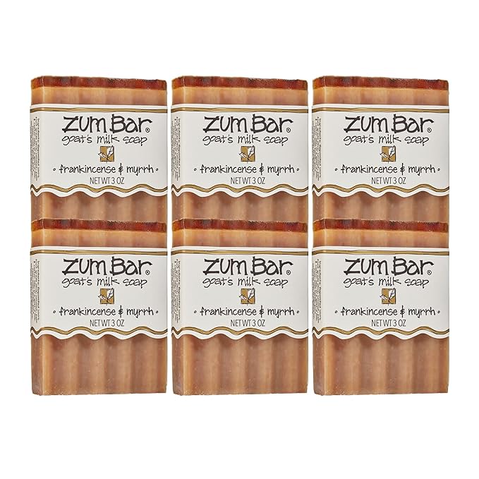 Zum Indigo Wild Goat's Milk Soap Bar - Bar Soap for Hands & Body Made with Essential Oils - 3 oz - Frankincense & Myrrh (6 Pack)