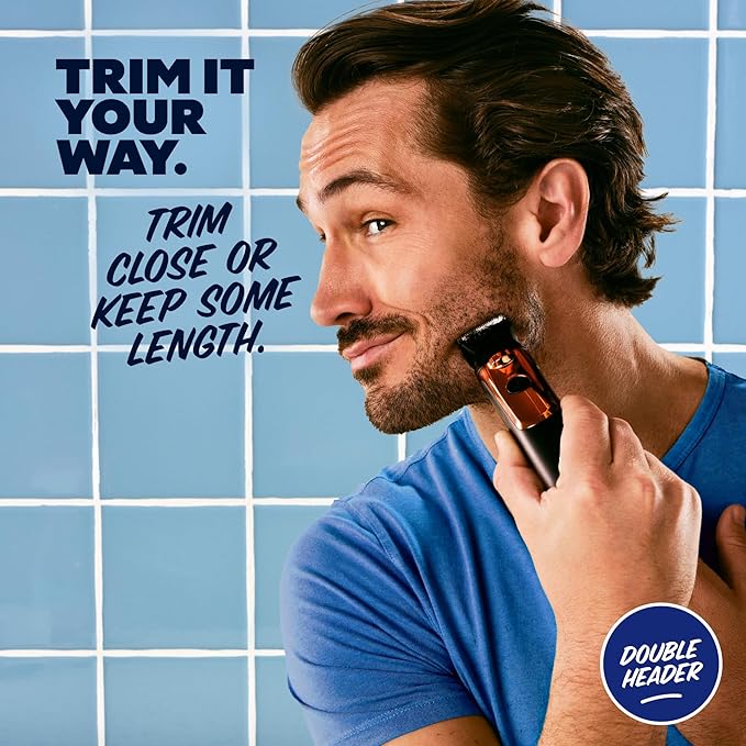 Dollar Shave Club | Double Header Electric Trimmer | Electric Razor with Beard Head & Body Grooming Head