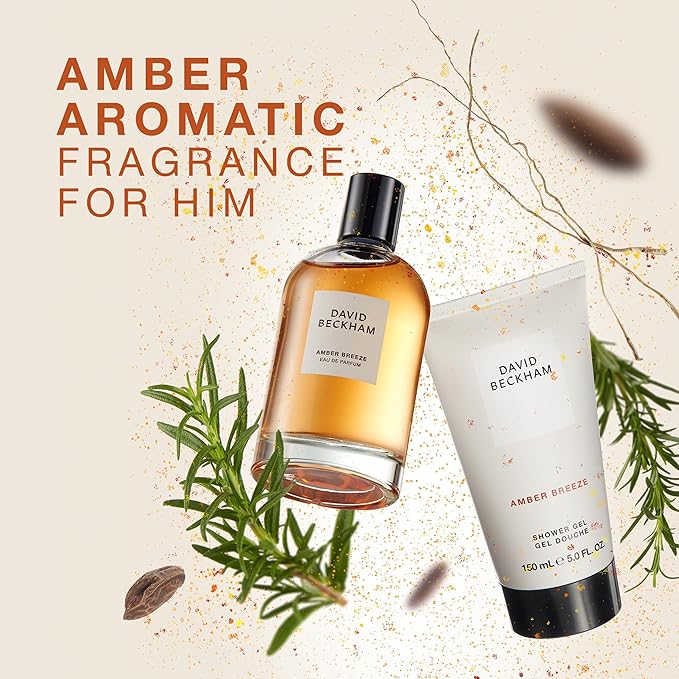 David Beckham Amber Breeze Giftset, 3.3 fl oz Amber Breeze EDP + 5 fl oz Shower Gel, Notes of Bargamot, Lavender, and Wood, Men's Fragrance, Long Lasting, Everyday Fragrance