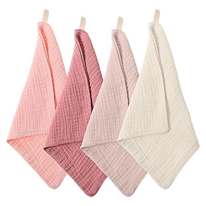4 Pack Face Cloths Makeup Remover Cloths Soft Wash Cloths Absorbent Muslin Washcloths Breathable Reusable Facial Towels for Skin Care Daily Cleansing Travel Women Men Adults