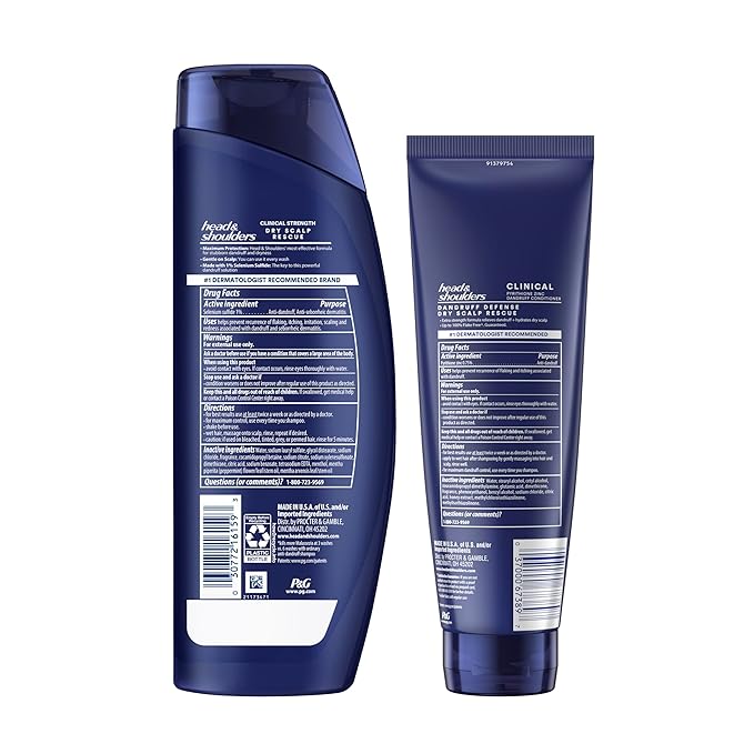 Head & Shoulders Anti-Dandruff Shampoo, Clinical Strength Dry Scalp Rescue, 1% Selenium Sulfide, Seborrheic Dermatitis Relief, Dry Scalp, 13.5 fl oz + Conditioner, 9.1oz