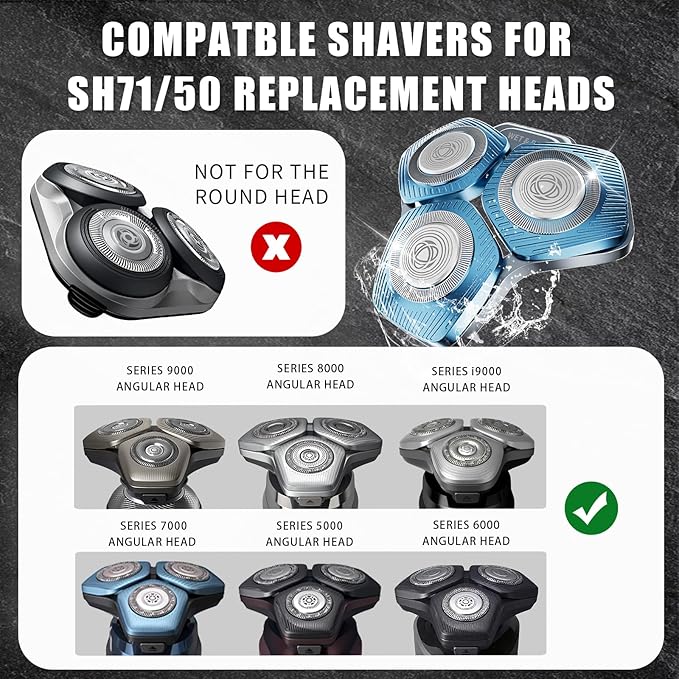 SH71/50 Shaving Heads Compatible with Phili*s Shavers Series S5000 (S5XXX),S7000 (S7XXX) for SH60/70 and SH70/70 (Blue)