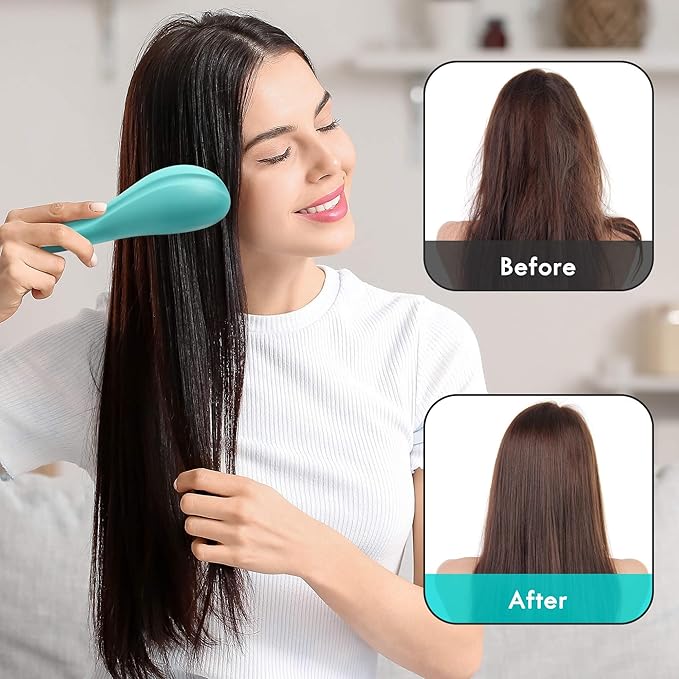2 Pack Detangling Hair Brush - Detangler Hairbrush with Ultra Soft Bristles for Effortless Tangle Removal - For Dry Wet Damaged Curly Hair for Men Women Girls Boys Kids - Black & Green