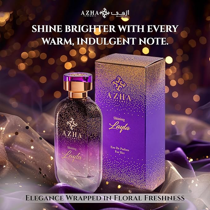 Shining Layla Eau de Parfum for Women, Creamy Vanilla Gourmand Perfume Spray with Coconut, Almond, Chocolate & Praline, Long Lasting Women's Fragrance, Butterfly Nebula, 3.4 Fl Oz