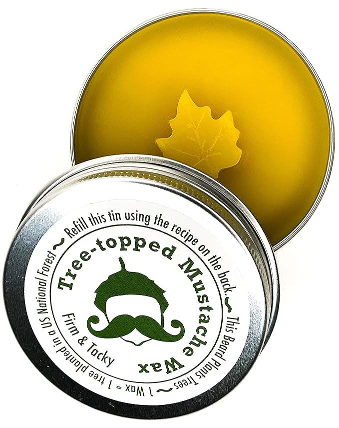 Tree-Topped Mustache Wax for Men – Firm & Tacky Hold with Natural Beeswax & Hempseed Oil – Styles, Shapes & Controls 2 Ounce (Pack of 1)