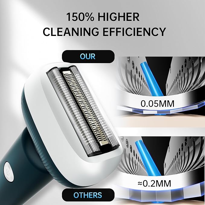 Electric Shaver for Men with Floating Arc 3-Blade, 9000 RPM, Magnetic Head, 1 Hour Fast Type-C Charging can Last for 60 Days, IPX7 Waterproof, Skin-Friendly Blade for Smooth Shaving, Green