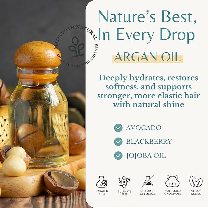 Moroccan Argan Oil Shampoo with Biotin | Repairs Treated, Dry & Damaged Hair, Deeply Hydrating & Nourishing, Paraben & Sulfate Free, Men & Women (16 fl oz Each)