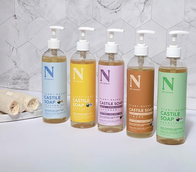 Dr. Natural Castile Liquid Soap - Multi-Use Body Wash, Shampoo and Face Wash - Hydrating Body Soap for Skin, Hair, Pets and Home - Lavender - 16 oz