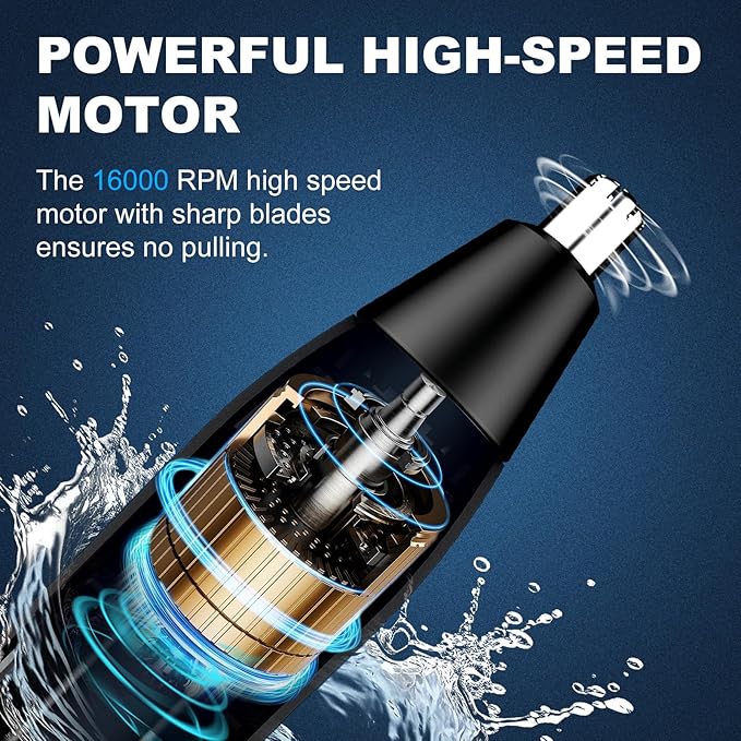 2 in 1 Nose Hair Trimmer for Men - LED Power Display, 16000RPM Motor, Electric Ear & Eyebrow Grooming Kit, Nose Hair Cutter & Remover, Face & Body Clipper, Gift for Male Men Christmas Father's Day