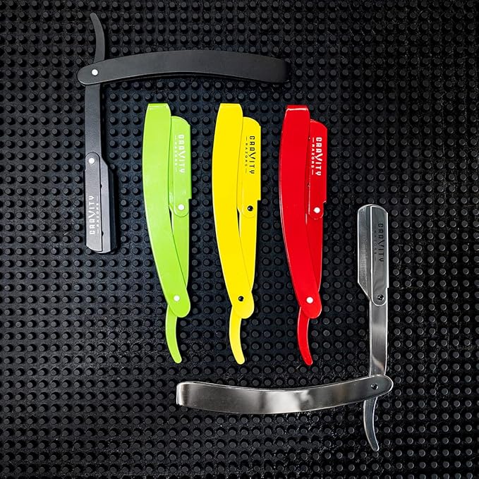 GRAVITY RAZORS Professional Straight Razor Kit – Minimal Exposure, Includes 10 Premium Blades, 0.5mm Exposed, Black