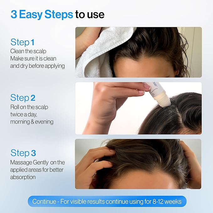 Be Bodywise Advanced Hair Density Roll-On Serum 25 ml | 5% Saw Palmetto, 3% Rosemary, 1% Caffeine Herbasome & 3% Fenugreek | Scalp Serum for Reduced Hair Fall | Men & Women
