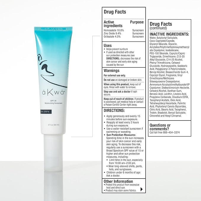 4Life - aKwa SPF 30 Moisturizing Sunscreen - Reef-Friendly UVA/UVB Protection with Zinc Oxide, Octisalate, Vitamin C, Hydroxyapatite - 2 oz
