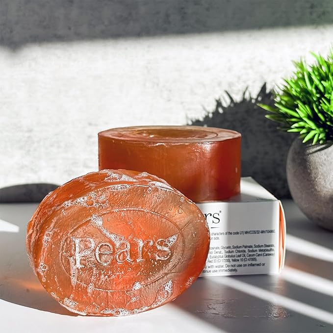 Pears Soap, Pure & Gentle with Natural Oils, 24-Pack – Transparent Amber Glycerin Soap for Pampered, Glowing Skin, 4.4 Oz Ea