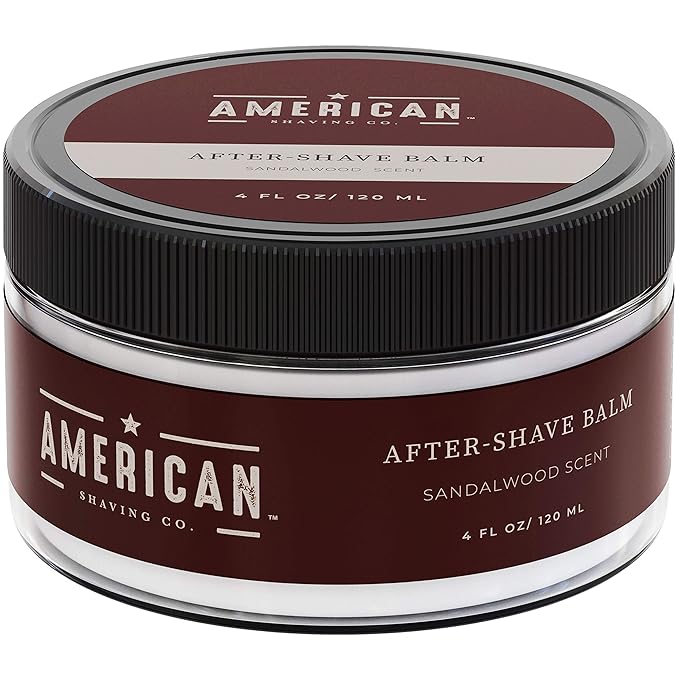 American Shaving Co. After Shave Balm for Smooth (Sandalwood Scent), Soothes and Moisturizes Face After Shaving, Treats Redness & Razor Burn, Post Shave Lotion 4 Oz