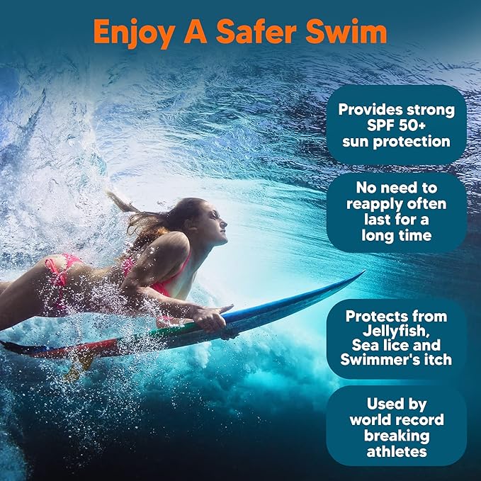 Safe Sea Jellyfish Sting-Blocking Sunscreen, SPF 50+ Lotion 4oz, Waterproof, Biodegradable, Coral Reef-Safe – Body and Face Sunscreen, Anti-Jellyfish and Sea-Lice sting protection.