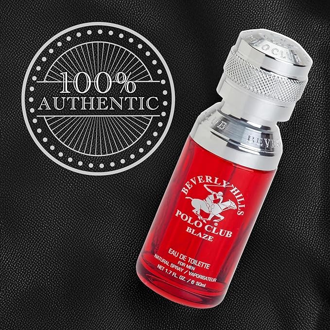 Beverly Hills Polo Club BHPC Men's Eau De Toilette Bonus Pack | Blaze Scent | 1.7oz EDT + Travel Pocket Spray | Long-Lasting Masculine Fragrance