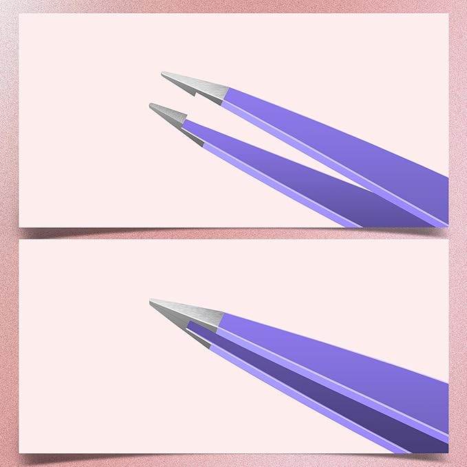 MARKHOR® Purple Petal Eyebrow Tweezers for Women Facial Hair, Splinter and Ingrown Hair Removal Tweezers Set, Professional Pointed and Slant Tweezers for Eyebrows, Precision Tweezers for Eyebrows