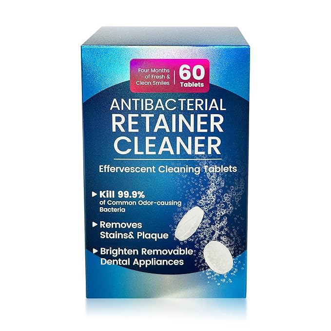 Retainer Cleanser Tablets 23mm.Ultrasonic Retainer Cleaner Tablets for Dentures and Invisalign - Effective Dental Cleaning for Teeth and Retainers-60pack