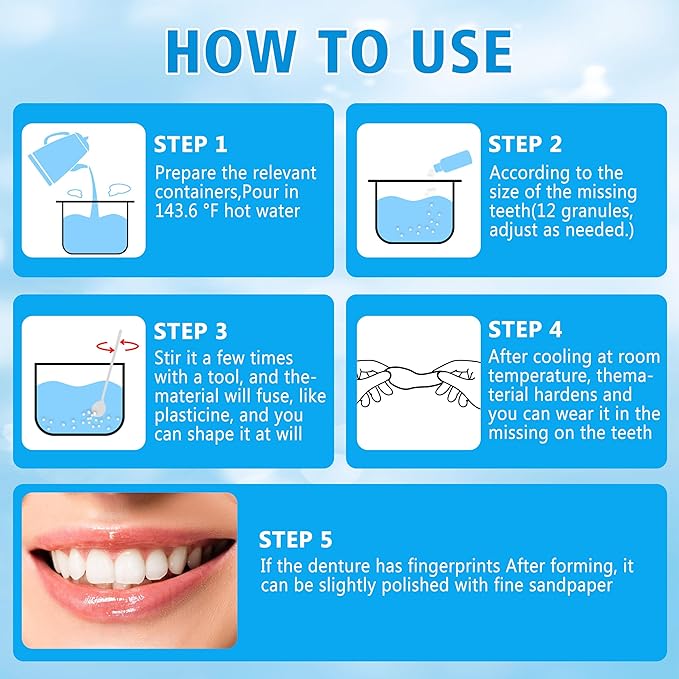 Tooth Repair Kit, Moldable False Teeth Beads, DIY Temporary Tooth Replacement Kit, Suitable for Missing, Broken and Chipped, Tooth Repair Beads Make You Smile Confidently-1PC