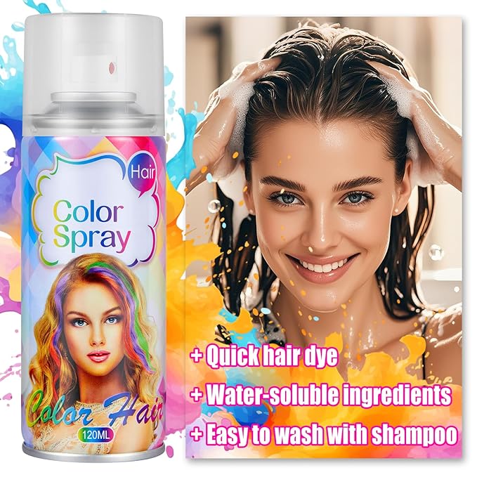 Acomler Black Hair Spray Temporary Hair Color Spray for Kids Women Men, Washable Temporary Hair Dye, One-Day Hair Color Wax for Cosplay, Party, DIY, Christmas, Halloween, Crazy Hair Day(Black, 4.06Oz)