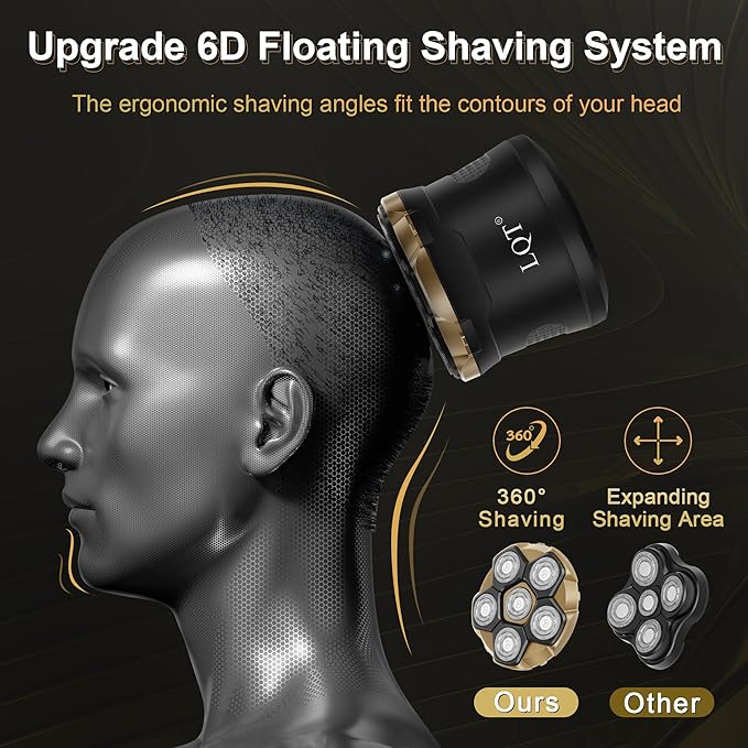 Head Shavers for Bald Men,Wet & Dry Bald Head Shaver,Rechargeable Head Razor with LED Display,6D Floating Head Shaver Comes with Magnetic Detachable Blades