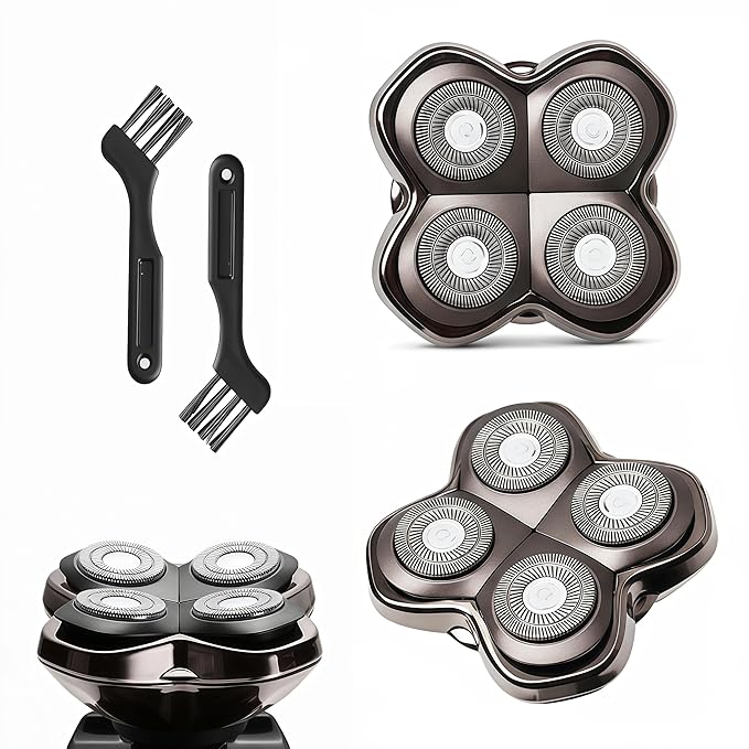 2Pack Professional Replacement Heads for Skull Shaver Pitbull Gold Pro, Silver PRO, Platinum PRO, Butterfly Kiss PRO, Diamond PRO Series… Floating 4 Heads for a Fast, Close and Smooth Shave