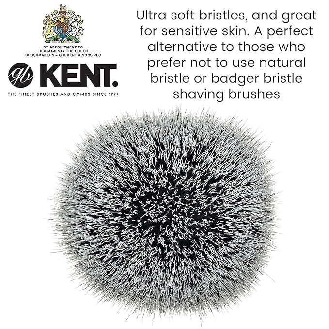 Kent Infinity Plus Shaving Brush with Ultra-Soft Silvertext Synthetic Badger Brush - Perfect Lather and Shaving Brush made for Shave Cream and Shaving Soap - Kent Luxury Shaving Since 1777