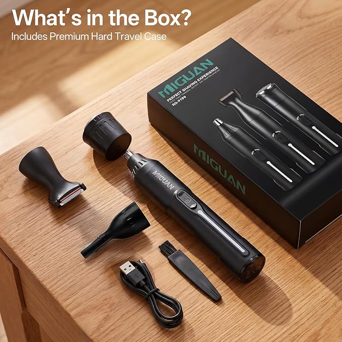 Rechargeable Nose Hair Trimmer - 4-in-1 Ear Eyebrow Beard Grooming Kit for Men & Women, Waterproof Quiet Motor, Type-C Fast Charging, Portable Travel Size Nose Trimmer Beard Trimmer (Black)