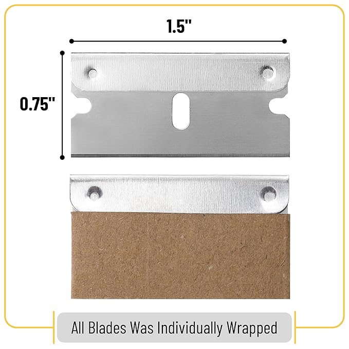 Bates Single Edge Razor Blades, 100 Pack, Stainless Steel Straight Edge Razor Blades