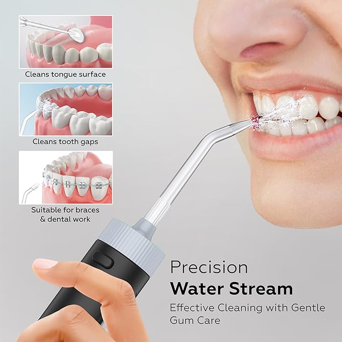 Pro Countertop Oral Irrigator Water Dental Flosser | 10 Pressure Levels, 21–160 PSI, 20.3 oz Large Tank, Complete 8-Tip System for Braces, Implants & Gum Care, BPA-Free (FC1761-Black)