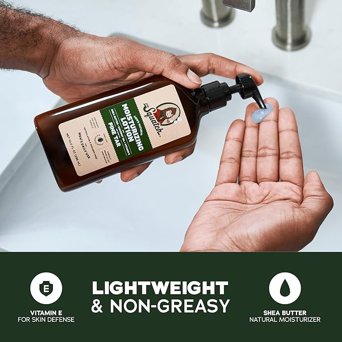 Dr. Squatch Natural Hand and Body Lotion for Men - Made with Shea Butter, Coconut Oil, Vitamin E for 24-Hr Moisturization - Pine Tar (10 fl oz, 2-Pack)