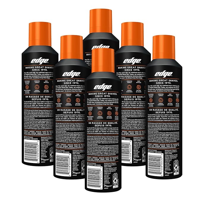 Edge Shaving Gel for Men, Sensitive Skin with Aloe, (6 Pack) - Shave Gel For Men That Moisturizes, Protects and Soothes To Help Reduce Skin Irritation