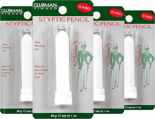 Clubman Pinaud Styptic Pencil Jumbo, Stops Bleeding Fast from Razor Nicks and Minor Cuts, 1 oz (Pack of 4)