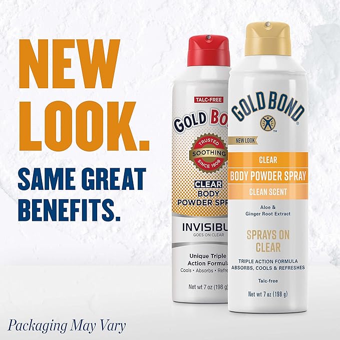 Gold Bond No Mess Talc-Free Body Powder Spray, 7 oz. and Gold Bond No Mess Clear Invisible Body Powder Spray, 7 oz. Bundle