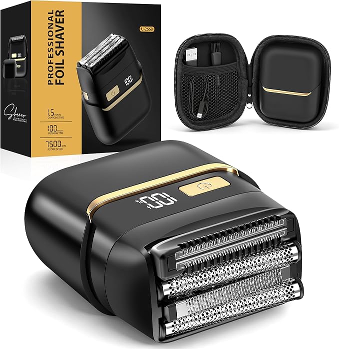 Electric Razor for Men, Advanced Foil Shaver with 4 Floating Blades(2 Foils + 2 Trimmers), Close Shave Without Tugging, Travel Electric Razor for Teenagers, Men & Fathers