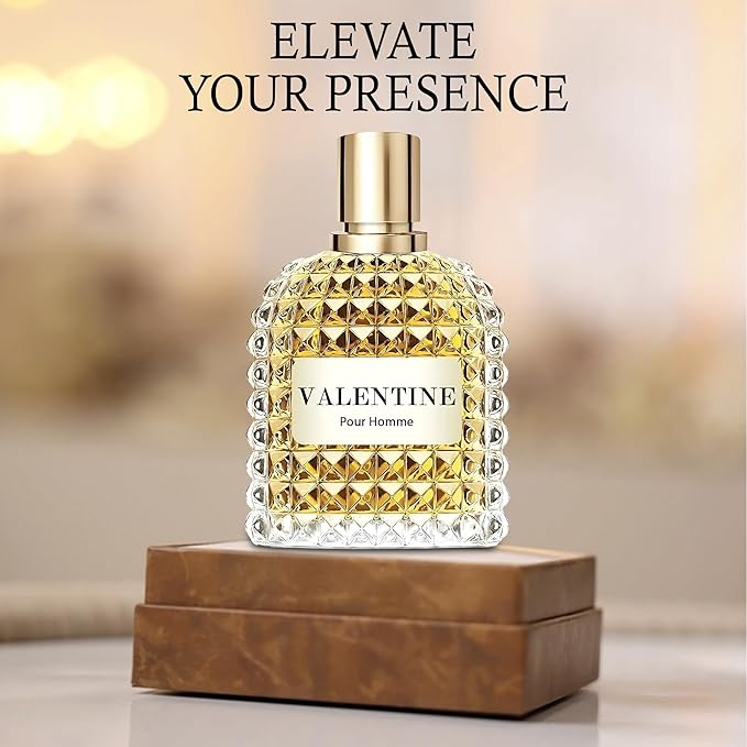 Valentine Pour Homme Men Cologne 3.4 Fl Oz Eau de Parfum Natural Spray Long Lasting Cedarwood, Mimosa Fragrance for Men Daily Used