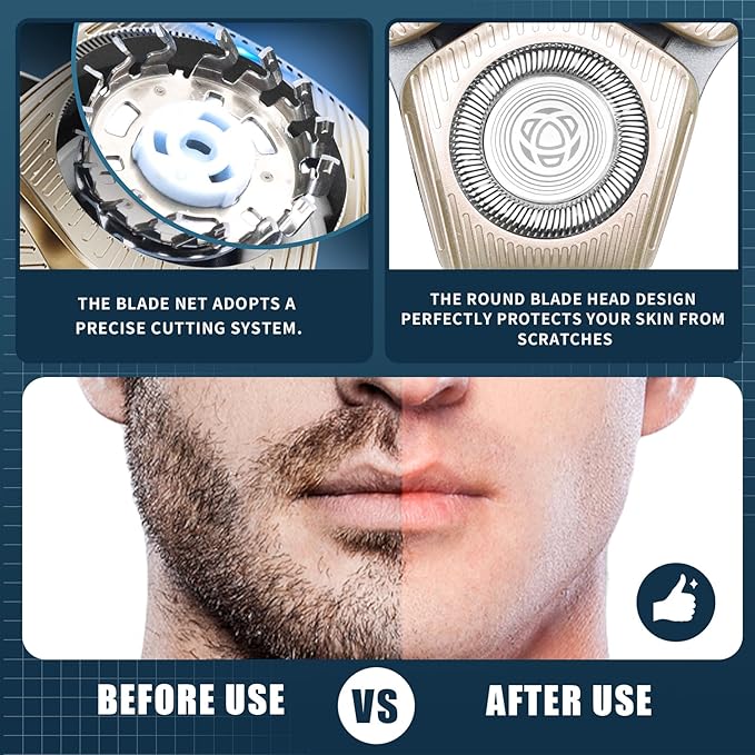 2 Pack SH71/50 Shaving Heads Compatible with Phili*s Shavers Series S5000 (S5XXX),S7000 (S7XXX) (Champagne color)