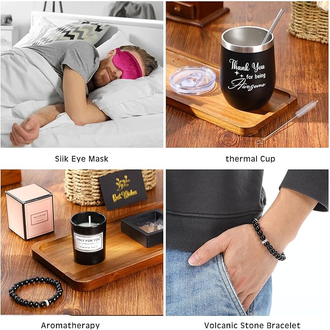 Nuogo 15 Pcs Birthday Gifts for Men Beard Care Set for Him Valentine's Day Gifts Basket Ideas Kit for Men Tumbler Bath Robe for Dad Husband Boyfriend Box(Wine Red)